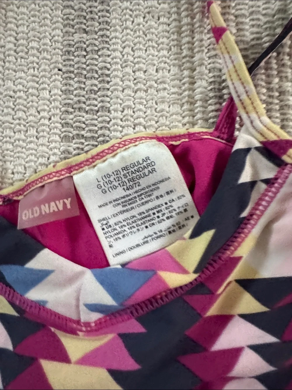 Old Navy Girls' Pink Multi-Color Geometric Tankini Set